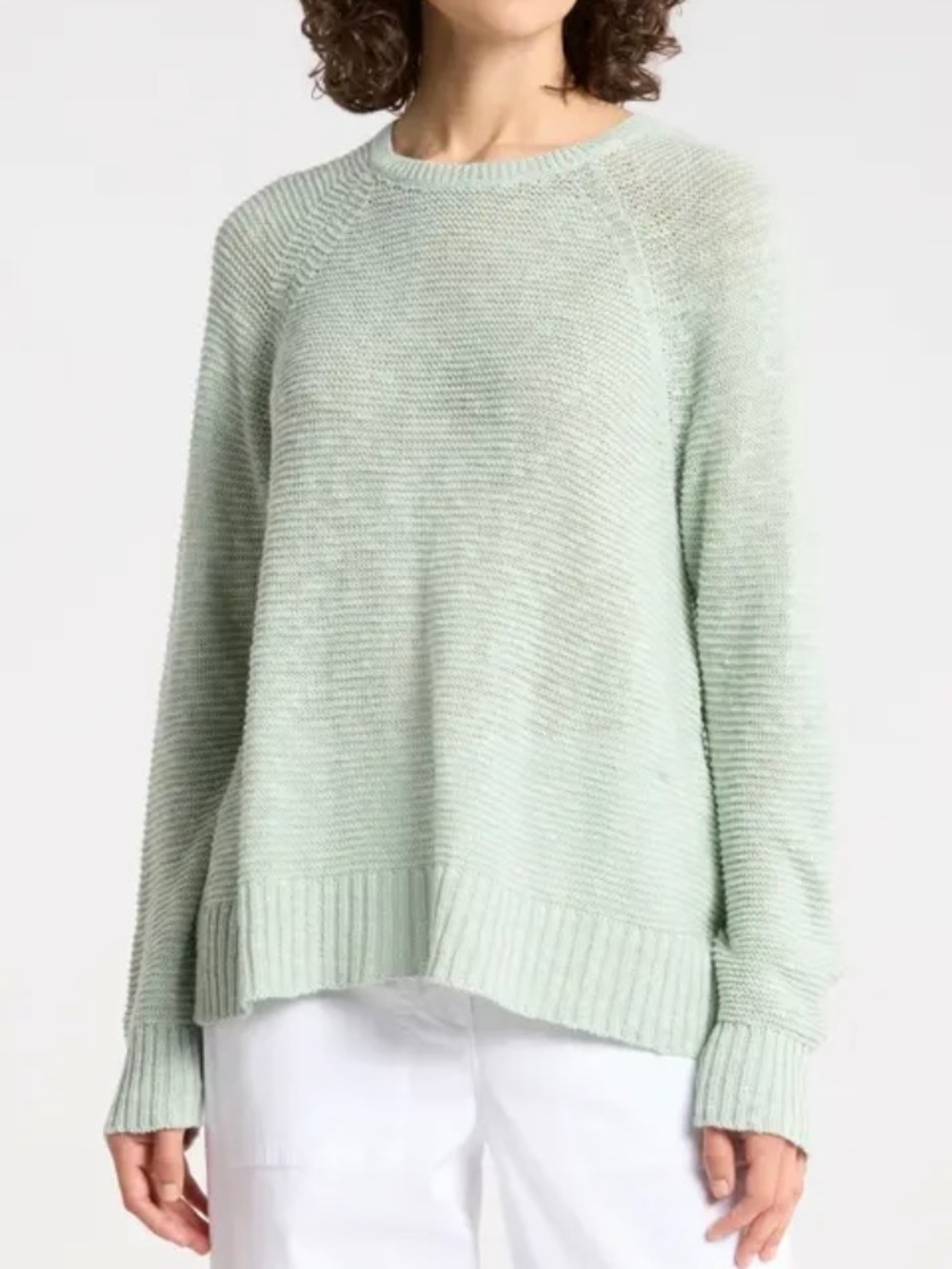 Eileen Fisher New With Tags Raglan Sleeve Organic Linen & Cotton Sweater